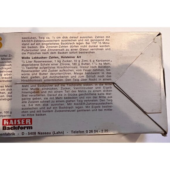 Vintage Kaiser Zahlenausstecher Cookie Cutter 3.5" Numbers, West Germany - Picture 6 of 9